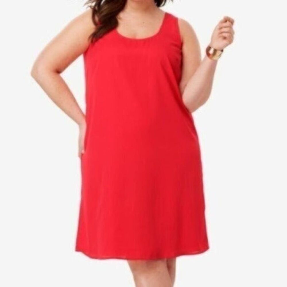 NWOT Jessica London 2-Piece Dress - Solid Red - Size 12W - Picture 2 of 7